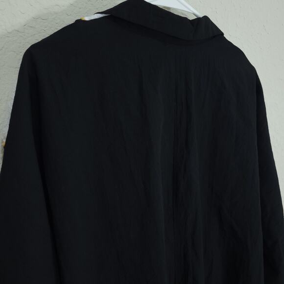 Vintage 80s Top Teddi Sport Womens 10 Black White Blouson Retro Floral D… - Picture 10 of 11